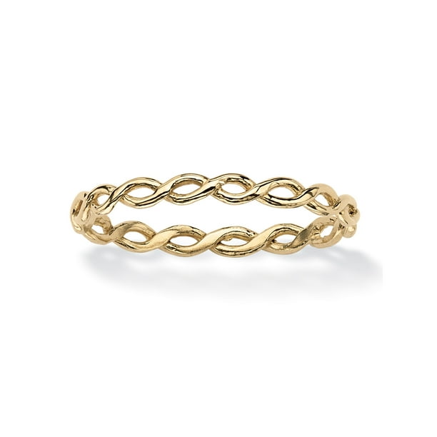 10k Rose Gold Twisted Rope Band Flat Top Cross Ring 10k Rose Gold Twisted Rope Band Flat Top Cross Ring